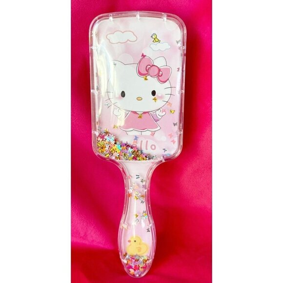Hello Kitty Hairbrush Cushion Comb With Sequins Unisex Glitter Summer Vibes - Picture 1 of 5